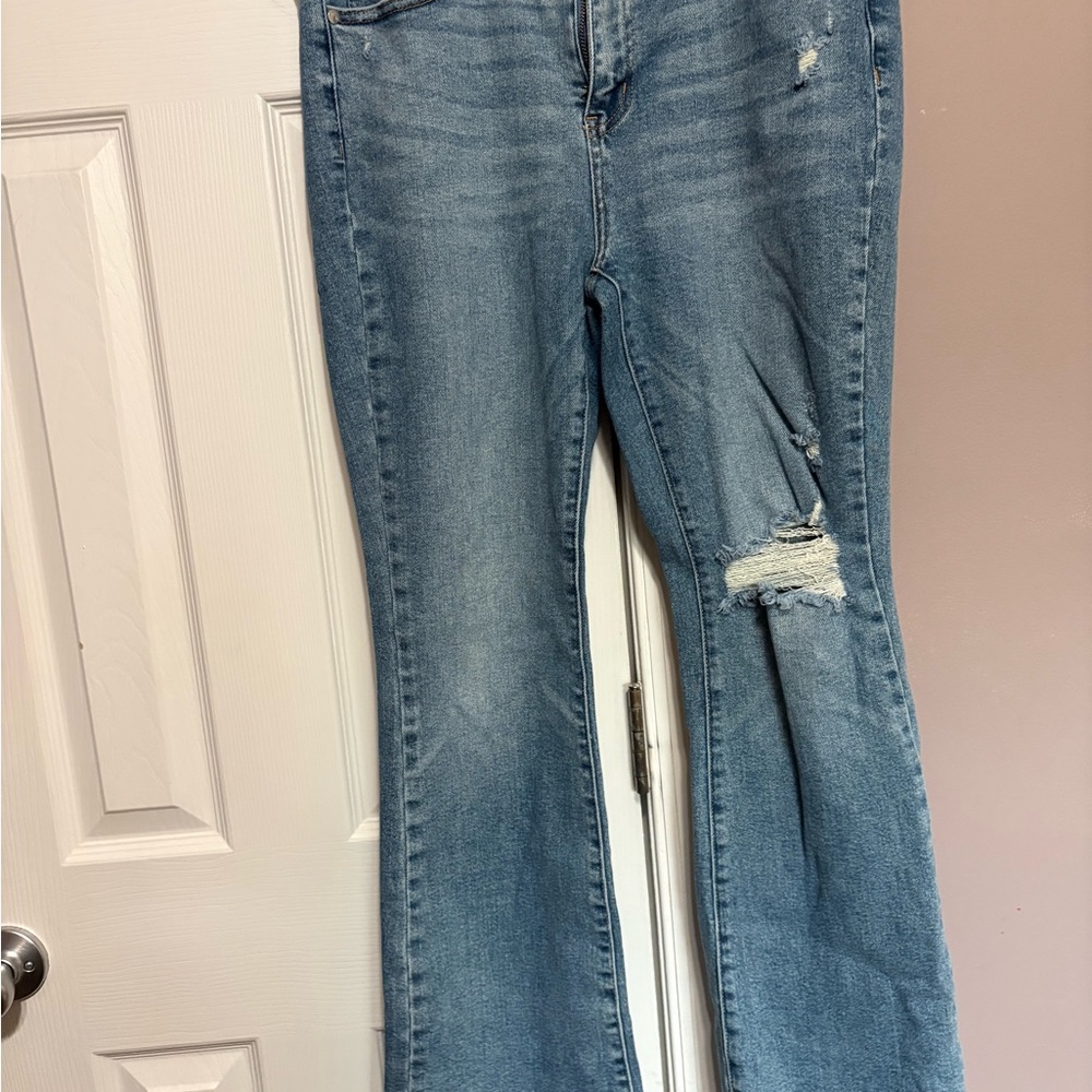 Judy Blue Light Blue Distressed Flare Jeans